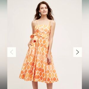 Anthropologie Freya Cotton Poplin Dress by Maeve Orange Coral size 2